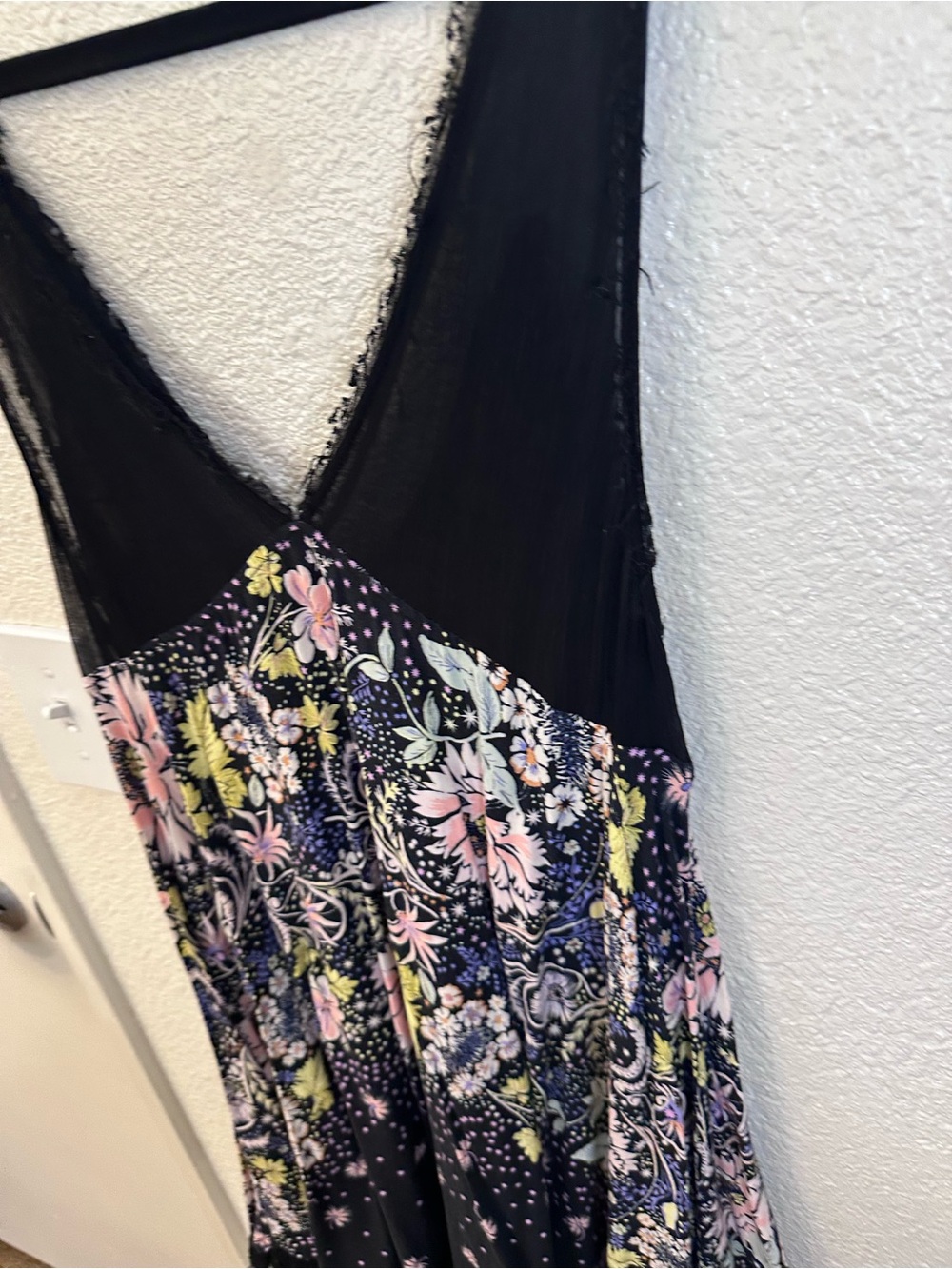 Free People x Intimately Black Floral Slip Dress with Pink Accents - Picture 5 of 16